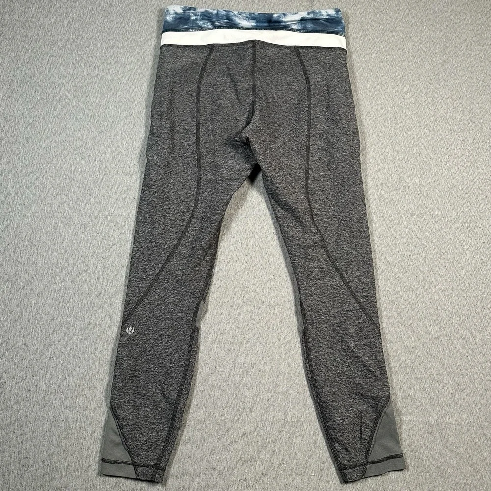 Lululemon Inspire Leggings II Mesh Panels Size 6 Heathered Grey Sea Side‎ Zip
